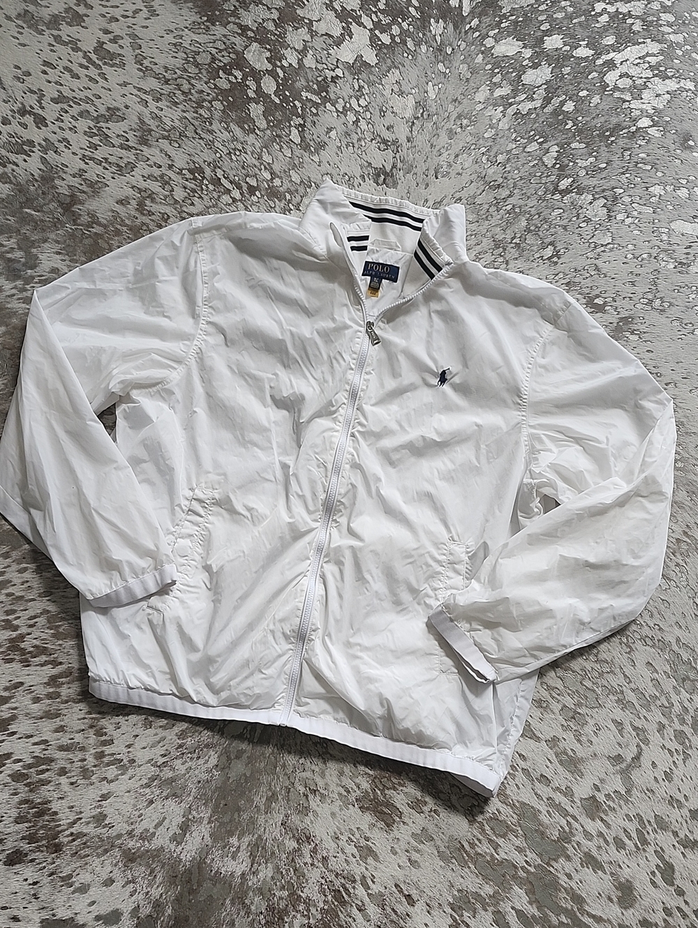 Polo Ralph Lauren Windbreaker Full Zip Jacket White Logo SzXLT